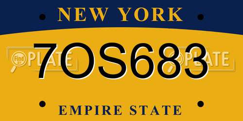 7OS683 New York License Plate