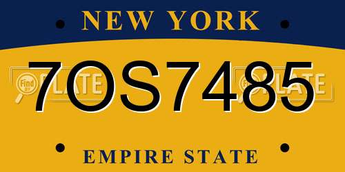 7OS7485 New York License Plate