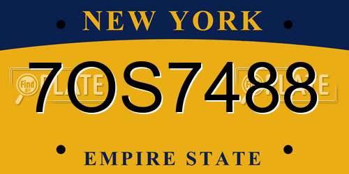 7OS7488 New York License Plate