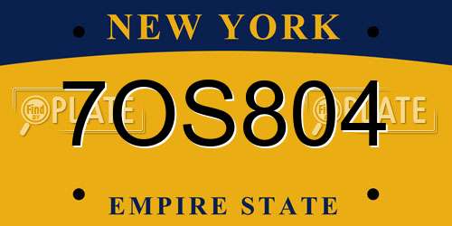 7OS804 New York License Plate