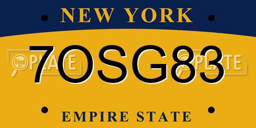 7OSG83 New York License Plate
