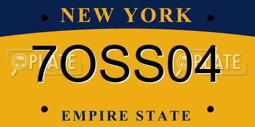 7OSS04 New York License Plate