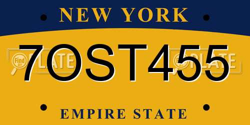 7OST455 New York License Plate