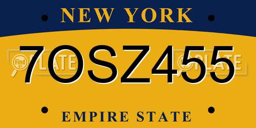 7OSZ455 New York License Plate