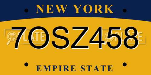 7OSZ458 New York License Plate