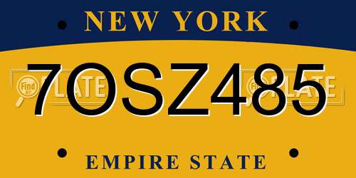 7OSZ485 New York License Plate