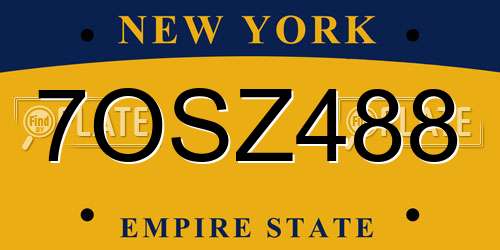 7OSZ488 New York License Plate