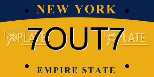 7OUT7 New York License Plate