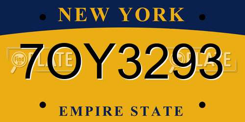 7OY3293 New York License Plate