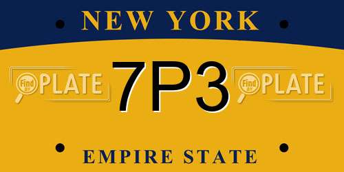 7P3 New York License Plate