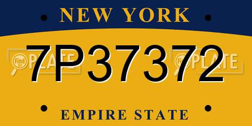 7P37372 New York License Plate