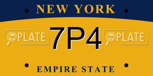 7P4 New York License Plate