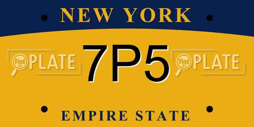 7P5 New York License Plate