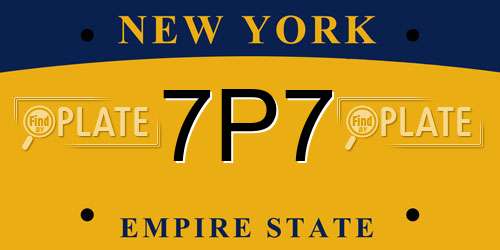 7P7 New York License Plate