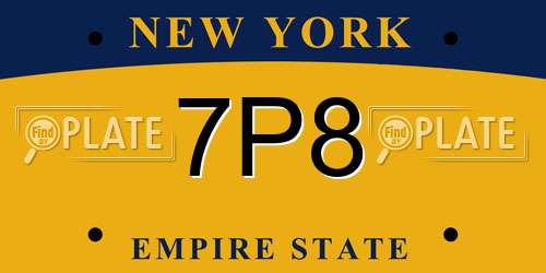 7P8 New York License Plate