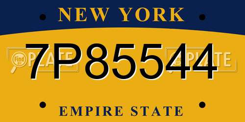 7P85544 New York License Plate