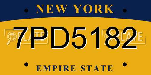 7PD5182 New York License Plate