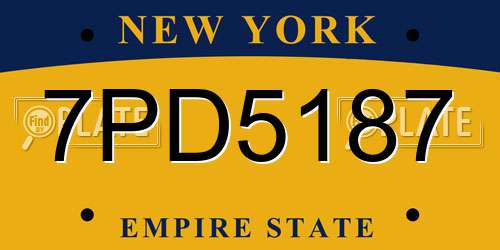 7PD5187 New York License Plate