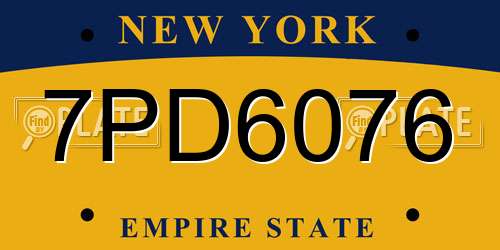7PD6076 New York License Plate