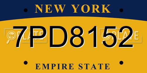 7PD8152 New York License Plate