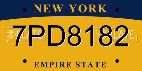 7PD8182 New York License Plate