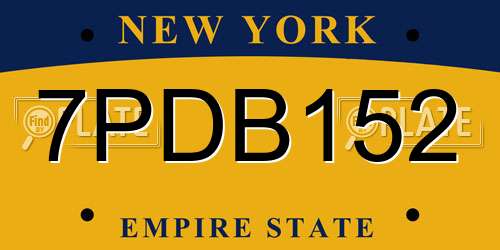7PDB152 New York License Plate