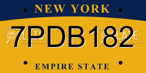 7PDB182 New York License Plate