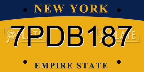 7PDB187 New York License Plate