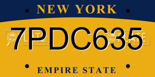 7PDC635 New York License Plate