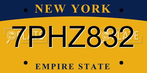 7PHZ832 New York License Plate