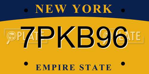 7PKB96 New York License Plate