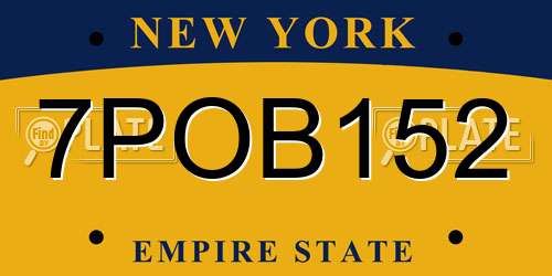 7POB152 New York License Plate