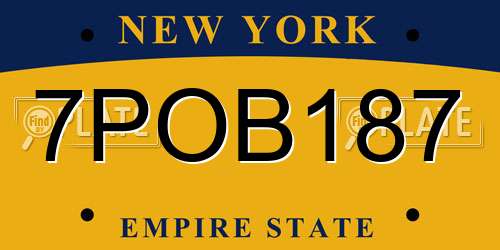 7POB187 New York License Plate
