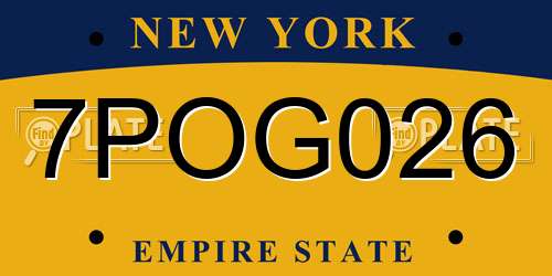 7POG026 New York License Plate