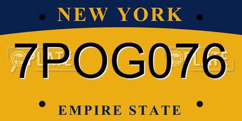 7POG076 New York License Plate