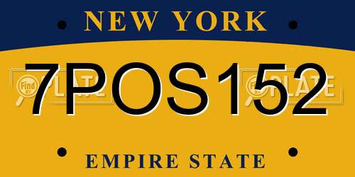 7POS152 New York License Plate