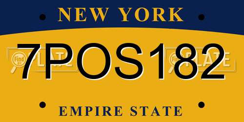 7POS182 New York License Plate