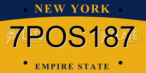 7POS187 New York License Plate