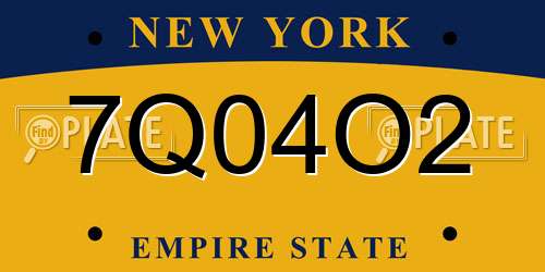 7Q04O2 New York License Plate