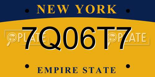 7Q06T7 New York License Plate