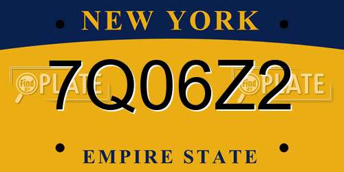 7Q06Z2 New York License Plate