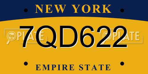 7QD622 New York License Plate