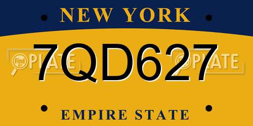 7QD627 New York License Plate