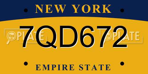 7QD672 New York License Plate