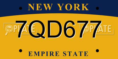 7QD677 New York License Plate