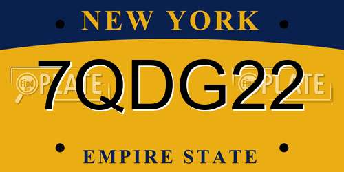 7QDG22 New York License Plate