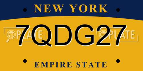 7QDG27 New York License Plate