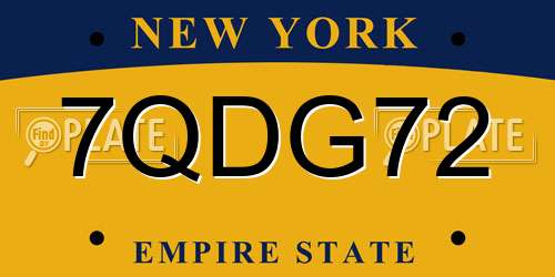 7QDG72 New York License Plate