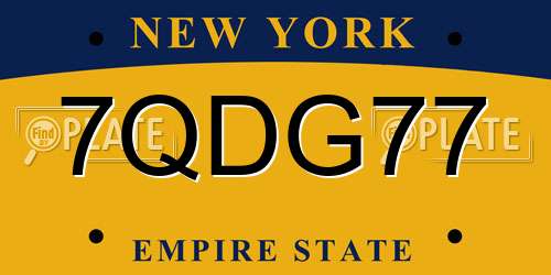 7QDG77 New York License Plate