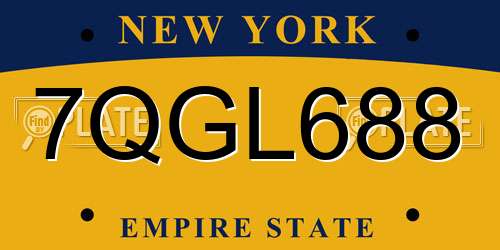 7QGL688 New York License Plate